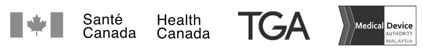 Zertifiziert nach Santé Canada/Health Canada, TGA, The Malaysian MDA